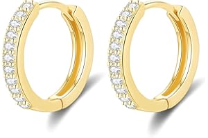 SNORSO Boucles d'oreilles Femme Hypoallergénique Créoles en Argent Fin 925 Avec Zircone Cubique Plaqué Platine/Or Jaune/Or Rose, Diamètre 8mm/10mm/12mm