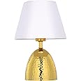 Rust & Shine Efsun Table Lamp - Gold Finish with White Lamp Shade | Bedside Night Lamp for Home, Living Room and Bedroom Décor | with Durable Iron Construction | Aesthetic & Elegant Bed Lamps