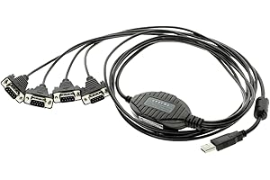 GEARMO 4 Port RS232 FT4232HL Professional USB to Serial Adapter with TX/RX LED and COM Retention FTDI Chip & Fast 920K Per Port Transfer Speed Certified Microsoft Windows 7 and 2008 Driver Included (32/64-Bit)