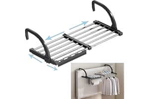 Johgee ausziehbarer Trockenständer, 6,6 m Trocknungslänge, multifunktional für Balkon und Geländer