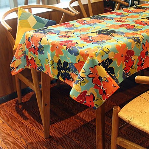 Oil Painting Style Cololful flowers Theme Polyester Fibre Terylene Material Tablecloth Table Cover Wipe Clean Waterproof Oilproof Mildewproof Skidproof Stain resistant.(140x220cm)