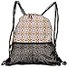 Produktbild RAINNY Drawstring Backpacks Bags,Traditional Tribal Moroccan Mosaic Middle Eastern Kaleidoscope Vintage Illustration,5 Liter Capacity,Adjustable