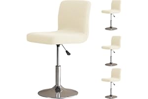 LIFEDX Bar Stool Covers Stretch Set of 2/4/6 Pack, Barstool Chair Slipcovers with Backs Square, Stool Cushion Slipcover Washable Barstool Protector Covers for Dining Room Kitchen-Beige||4PCS