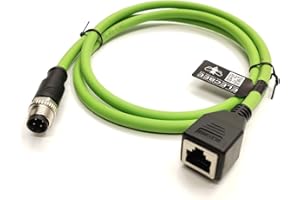 Elecbee Network Adaptor M12 4 Pin D-Coded Male To RJ45 Female 1Meter