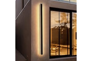 ‎AOEH Lange Wandleuchte Villa Wandleuchte Schwarze Wandleuchte Wasserdicht Ip65 Aluminium Acryl Außen LED Wandleuchte für Gärten,Terrassen,Schlafzimmer Wohnzimmer Innen wandleuchte,125cm*1/45W,Warm light