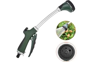 VDYXEW Gartenbrause, Lang Garten Gießstab mit Stiel, 5 Strahlarten Giesstab Kopf Stabbrause mit Durchflusskontrolle für Bewässerung und Reinigung, 40CM