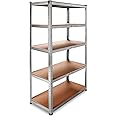 T-LoVendo Estantería Metálica Almacenaje de Acero Galvanizado + 5 Baldas MDF, 180 x 90 x 40cm, Modular, Baldas Ajustables, tr