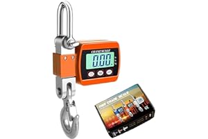 MEMOWS Balance de grue numérique, balance électronique suspendue 500 kg 1100 lb, balance suspendue industrielle avec capteur précis, mini balances LCD portable avec crochet pour usine de ferme de chasse