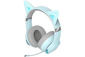 Edifier Hecate G5BT Cat Casque Gaming sans Fil, Micro Anti-Bruit, Oreilles de Chat Magnétiques, Audio Hi-Res Effets Sonores H+, Lumière RGB, Bluetooth et Câble 3,5mm pour PC PS4 PS5 Téléphones Switch