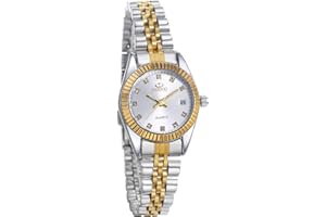 JewelryWe Paar Uhr Analog Quarz Kalender 30M Wasserdicht Partner Armbanduhr Edelstahl Armband Herren Damen Uhren mit Strass Zifferblatt