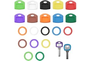 APOMOONS 20 Pièces de Marqueurs de Capuchon Clé et Carrés 2 Styles 10 Couleurs, Capuchon Clef Couleur Marqueurs de Clés Carrés Capuchon Clef Couleur pour L'Identification de L'Utilisation Des Clés