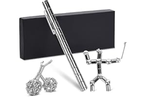 Hereneer Penna Magnetica, Penna a Sfera Giocattolo a Blocchi Magnetici, Decorazione per Ufficio, Penna Giocattolo Combinata, Set Regalo Creativo (Argento)
