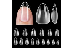 ZIFUTON 450pcs Capsule Americaine Ongle Court,Faux Ongles Court Amande, Capsule Ongle Gel x Pose Americaine Couverture Complète Pour Débutant,Salons de Manucure Nails-Transparent-15 Tailles-Semi Givré