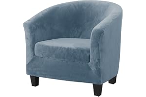MINGPINHUIUS Tub Chair Cover 2 Piece Set - Upgraded 2 IN 1 Design Removable High Stretch Soft Velvet Sofa Couch Arm Bucket Chairs Armchair Seat Covers with Cushion Cover for Dining Living Room Office Reception