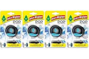 Arbre Magique POP, Profumatore Auto Solido, Fragranza Ocean, Profumazione Delicata e Fresca, Durata Fino a 30 Giorni, Design Italiano, Confezione da 4 Pezzi