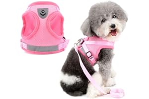 Zunea Arnés para Perro Pequeño Antitirones Reflectante Ajustable Arnés Malla Suave Acolchado Arnés para Cachorro Gato Sin Tirar a Prueba de Escape Chaleco Arnés para Mascotas Perros Gato Rosa S