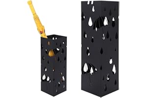 Bakaji Schirmständer Regenschirmständer Metall Schwarz Mit Wasserauffangschale Haken Für Regenschirm Gehstock Geschenkpapierständer Quadratische Form Für Haus Büro Rezeptionsmöbel Salon