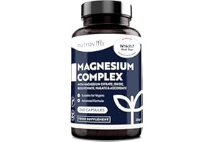 Nutravita Magnesium Supplements 5-in-1 Complex 1146mg - Which? Best Buy 2025-240 High Strength Capsules - 400mg Elemental Magnesium: Bisglycinate, Citrate, Malate, Oxide, Ascorbate - Muscles & Sleep
