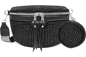 HNOOM Sac Banane Femme Cuir PU Sac bandoulière Femme Petit Sac a Main Femmes Bandoulieres avec Porte Monnaie Amovible, Sac Telephone Portable Femme avec Large Sangle Réglable et Amovible (B-Noir)