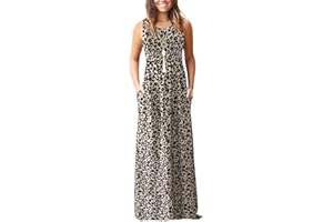 AUSELILY Vestido Largo Suelto sin Mangas de Verano para Mujer Vestido Largo Informal con Bolsillos