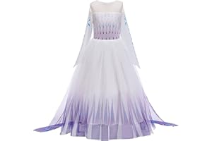 Kosplay Fille Robe de Princesse Elsa et Accessoires Reine des Neige 2 Déguisement Costume Anniversaire Fête Halloween Noël Partie Carnaval Cosplay Enfant Robe de Soirée