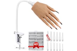 Adonafy Main D'Entrainement Manucure - Silikon Main Entrainement Ongles - Flexible Fausse Main pour Ongle pour Débutants Professionnel Salon Domicile, Naturel