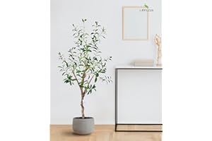 Leflos 120cm Olivo Realista de Interior, sólo para Uso Interior, con Tronco Vivo, Rama Ajustable y Aceitunas gordas, 2 Piezas