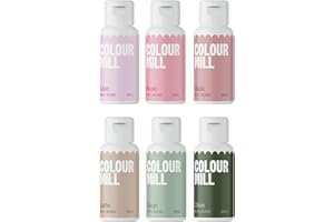 ‎COLOUR MILL Colour Mill Oil Blend Set Botanical Lebensmittelfarben auf Ölbasis - Lebensmittelfarben: Purplec, Rose, Dusk, Latte, Sage, Olive - Food Coloring für Tortendeko - Set/6