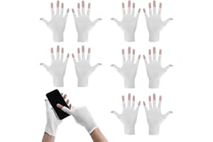 TIESOME 5 pares de guantes blancos de algodón sin dedos, guantes blancos sin dedos, guantes de algodón para manos secas, dormir, pantalla táctil, tratamiento de la piel del spa