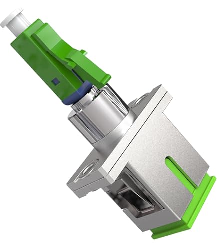 Conectra® – Câble Fibre Optique LC/APC Vers SC/UPC 25 Cm OS2 Monomode Simplex Jaune + Adaptateurs, Idéal FTTH Maison