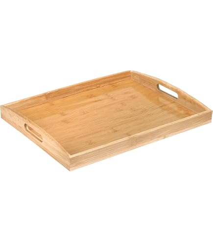 Bambus-Serviertablett Im Japanischen Stil – Rechteckig, 19.2x10.2x3 Cm, Mit Verdickten Kanten, Für Frühstück & Tee