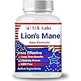 US Labs Lion's Mane Capsules - 1000mg Per Dose, Great Lions Mane for Enhanced Cognitive Function and Immune Support - Get Superior Power and Potency