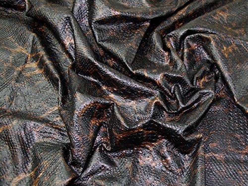 Lady McElroy Pythonia Embossed Snakeskin Faux Leather Dress Fabric Black &amp; Brown - per metre