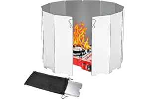 HEKOBAG Pare-Vent Pliable Aluminium, 12 Plaques Aluminium Pliable, Pare Vent Pliable pour Réchaud de Camping, Pare Vent pour Rechaud Gaz, Pare Vent Portable Léger pour Camping, Pique-Nique, Cuisinière