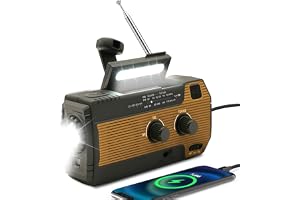 SOLARBABY nödsolradio med handvev och 4 000 mAh, med integrerad LED-ficklampa, SOS-larm och AM/FM-väderradio, batteri möjliggör också nödladdning av