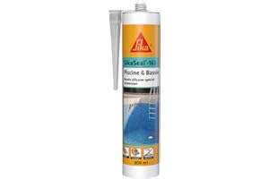 SIKA - Mastic silicone spécial immersion - SikaSeal-163 Piscine & Bassin transparent - Joints de piscines et zones immergées - Résistant au chlore - 300 ml