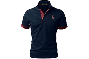 GNRSPTY Hombre Polo de Manga Corta Bordado de Ciervo Deporte Golf Camisa Poloshirt Negocios Camiseta de Tennis Verano T-Shirt