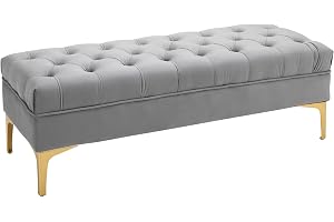HOMCOM Sittbänk, sängbänk, skobänk med upphöjda ben, sovrum, sammet ljusgrå 118 x 45 x 42 cm