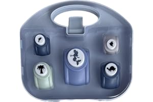 Lulubug Stanzer Set, 5 Motivstanzer "unter Wasser", 3 Größen | stabiler Ausstanzer für Papier zum Basteln | mit Koffer, stanzt Papier bis 250 GSM, ideal für Scrapbooking, DIY, Einladungen