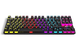 KROM KASIC TKL – Teclado mecánico Gaming RGB tenkeyless con Layout español, switches Rojos, retroiluminación Rainbow, 25 Teclas Anti-ghosting y 12 Multimedia, Modo Juego, USB – Negro
