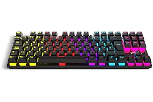 KROM KASIC TKL – Teclado mecánico Gaming RGB tenkeyless con Layout español, switches Rojos, retroiluminación Rainbow, 25 Teclas Anti-ghosting y 12 Multimedia, Modo Juego, USB – Negro