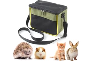 HanryDong Small Animal Outdoor Carrier, Travel Bag for Guinea Pig, Hedgehog, Breathable Hamster Carrier with Plastic Mesh, Shoulder Bag for Baby Cat, Kitten, Rabbit, Chinchillas