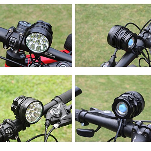 MAIKEHIGH LED Fahrradbeleuchtung / Stirnlampe mit 9 LEDs, 12000 Lumen, Schnellbefestigung / Stirnband und Lithium-Ionen-Akku - 5