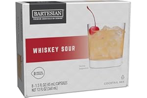 Bartesian Cocktail Mixer Whiskey Sour - Ingrédients pour Whisky Cocktail - Capsules pour le Bartesian Cocktail Maker - Préparation sans alcool à mélanger avec des spiritueux - Lot de 8 capsules