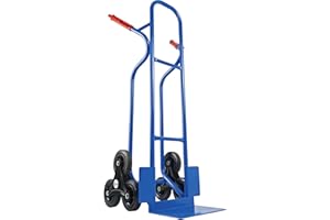 ‎TRESTLES Trestles Profi Sackkarre 250kg Treppensteiger Sackkarre Vollgummireifen Sackkarren Transportkarre Treppensackkarre Treppenkarre S04HS blau | Stabiler Stahlrahmen | große Schaufel | Sicherheitsgriffe