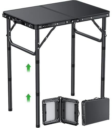 Table De Camping Pliable AKORD ARES – Aluminium Léger Portable 50x60x70 Cm Bois, Norme EN 581 Pour Pique-Nique Voyage