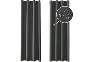 ‎YSTYLE Ystyle Gardinen 2er Set, Thermovorhang Kälteschutz, Outdoor Vorhang Wetterfest Mit Ösen, Verdunkelungsvorhang, Vorhänge Blickdicht, Curtains Wohnzimmer, Thermovorhang Hitzeschutz, Grau