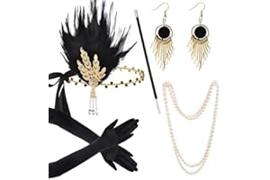 Kaimirui 1920s Set de accesorios Flapper Headband Collar Pendientes Guantes,Juego de accesorios 1920s Gatsby para mujeres Women conjunto de lujo Charleston Fiesta de carnaval Halloween vestida