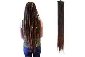 DSOAR 0,6cm Sottile Estensioni Dreadlock Sintetiche Fatte A Mano 20 Pollici 20 Fili Capelli All'uncinetto Trecce Lunghe All'uncinetto Stile Hip-Hop Estensioni Dei Capelli Morbidi Dreadlocks, MT1B-30#
