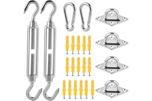 ANNTIM Kit Fixation Voile D'ombrage, Kit de Fixation pour Voile D'ombrage, Voile D'ombrage Fixations, Kit D'installation de Pare-Soleil en Acier Inoxydable pour Fixation Voile D'ombrage